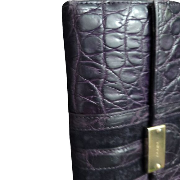 Gucci Aubergine Crocodile Skin Long Wallet GUC with Dust Bag RARE - Picture 12 of 12